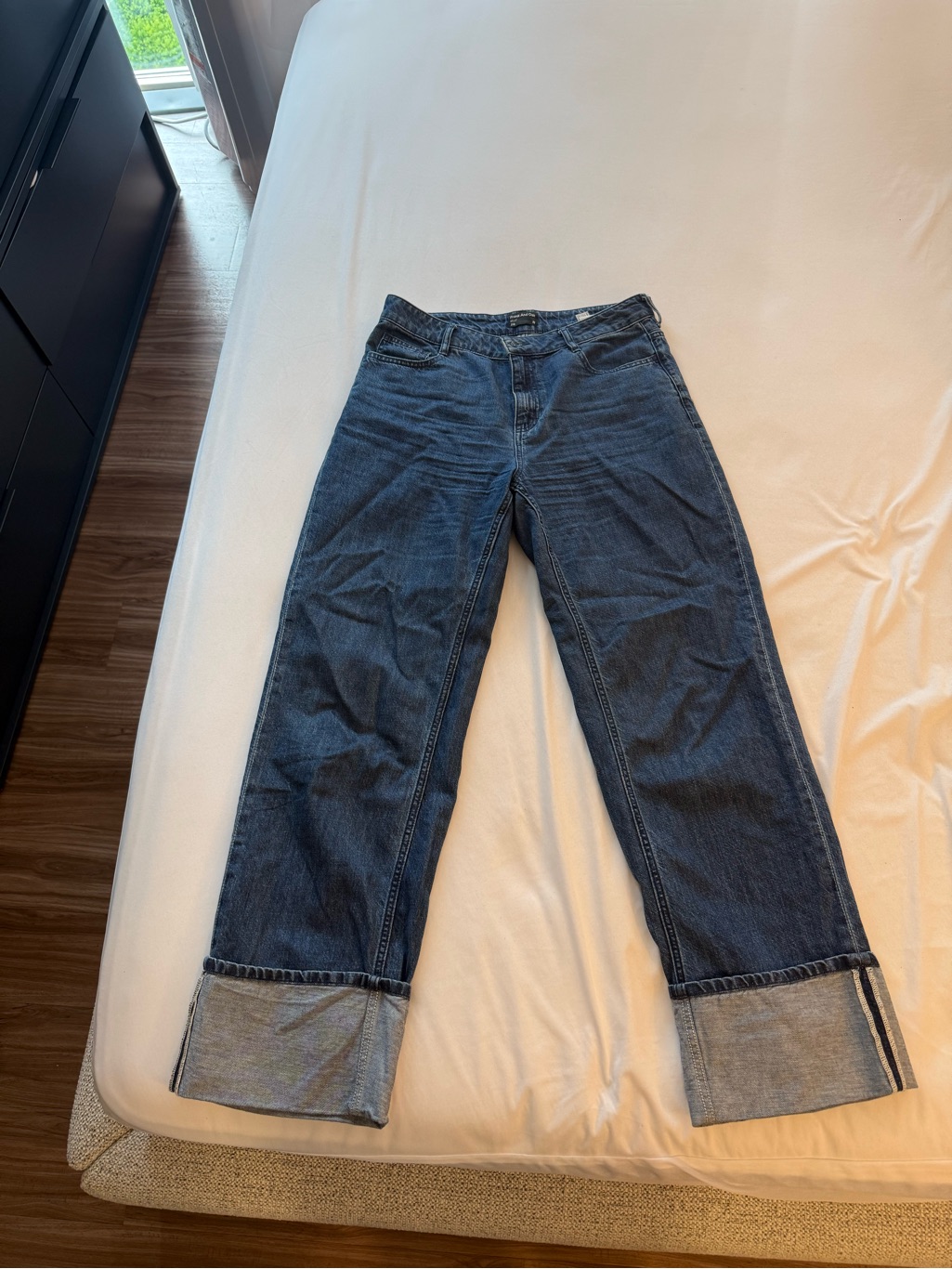 Frank & Oak Dark Blue Straight-Leg Jeans